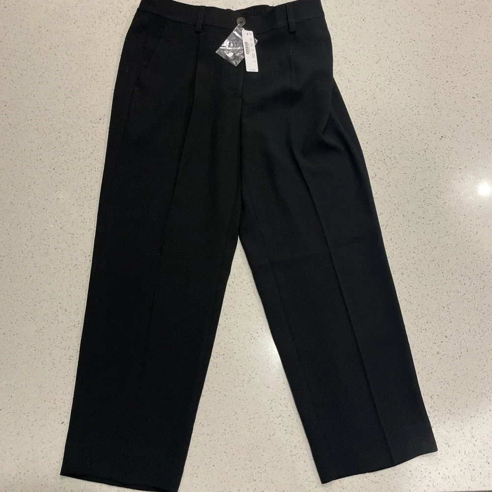 NWT J. Crew Straight-Leg Pant In Bi-Stretch Cotton Blend Black 8 Classic‎ BF401